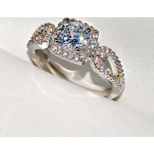 Super flash White Zircon Engagement Ring Female Square AAA Zircon Crystal Romantic Wedding Ring Party Gift for Ladies