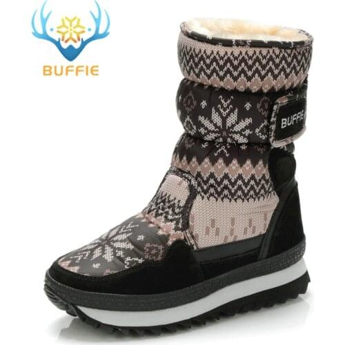 Buffie Winter Women boots grey colour snow boot warm plush fur big full size cow suede leather binding Shoes free shipping best