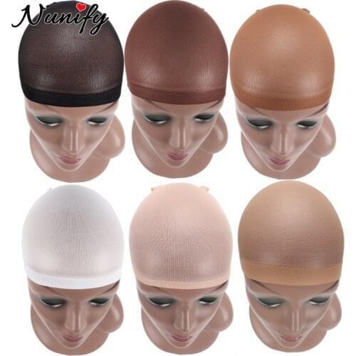 Nunify 2 Pieces/Pack Wig Cap Hair Net For Weave Hairnets Black Brown Wig Nets Stretch Mesh Wig Cap For Making Wigs Nylon Net
