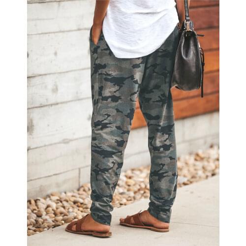 Season 2020 Womens Trousers Sexy Fitness Band Camouflage Printed Leisure Pants