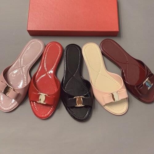New Summer Slippers Round Toe Women Slippers Soft Women Shoes Butterfly-Knot Flats Slippers PVC Shoes Woman Ins Slippers Woman