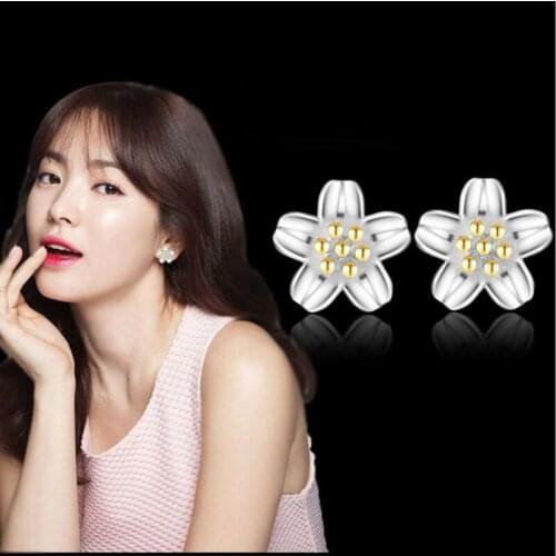 TJP Fashion Silver 925 Earrings Jewelry Top Quality Sunflower Stud Earrings For Women Wedding Party Fashion Lady Accessories