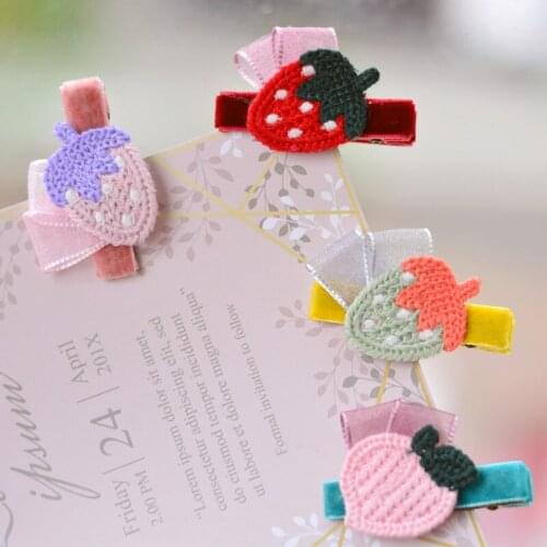 Toddlers Kids Girls Ornaments Wool Strawberry Peach Barrettes Hairpins Velvet Alligator Hair Clips Childrens Headdress 8pcs/set