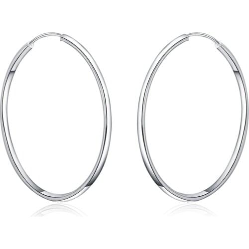 925 silver ladies fashion jewelry beautiful big circle ring earrings 50mm 60MM wholesale
