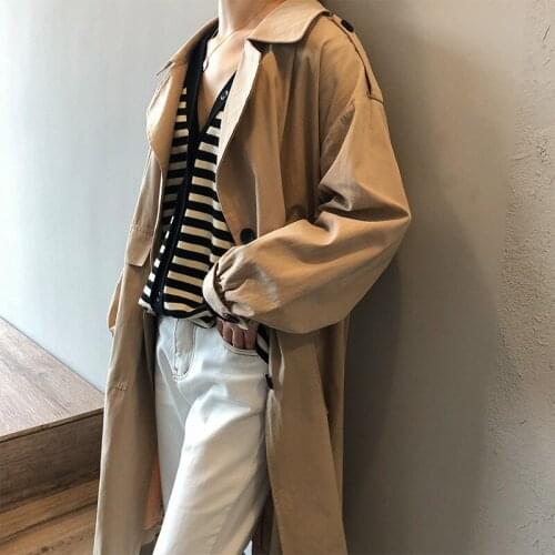 Womens long Korean trench coat casual single-breasted cotton coats Large size ladies' Early autumn new overcoat long sleeve