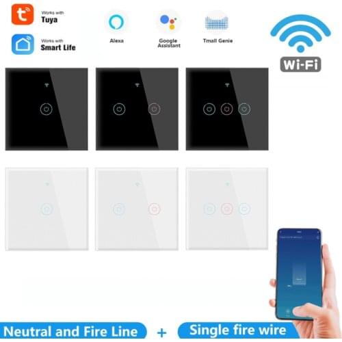 1/2/3 Gang TUYA WiFi Smart Touch Switch 110-250V Smart Life Wall Button Smart Light Switch For Alexa And Google Home Assistant