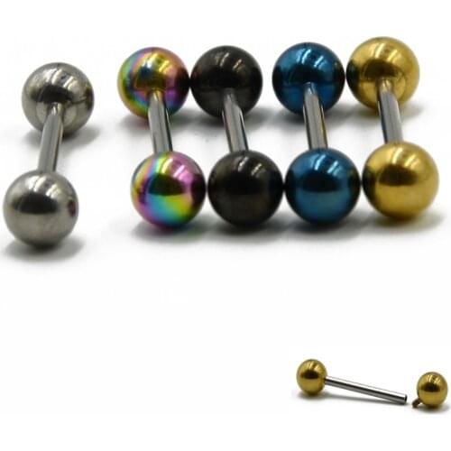 1pc Round Internally Threaded Anodized Ball Screw Fit Tongue Barbell Nipple Shield Ring Piercing Body Jewelry 14g