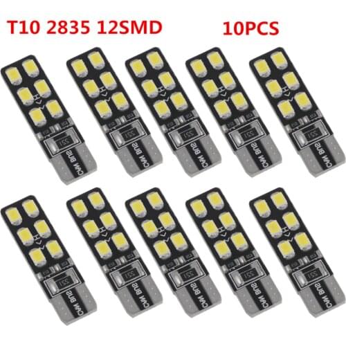 10pcs/lot Canbus Error Free T10 168 194 W5W Wedge 12SMD 2835 LED Auto Car Interior Light Bulb Lamp