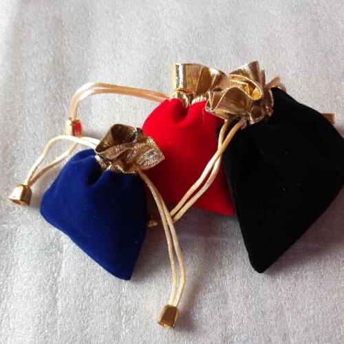 20pcs 9x12cm Gold Bead Jewelry Bags Pouch Velvet Bags Jewellery Pouches Gift Bag For Christmas/wedding Drawstring Packaging Bag