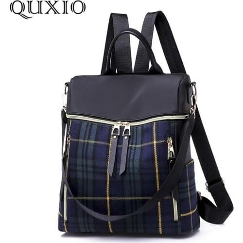 2018 New Plaid Waterproof Oxford Cloth Backpack Women Korean Version Travel Wild Backpack Female Dual-use Bag ZY94