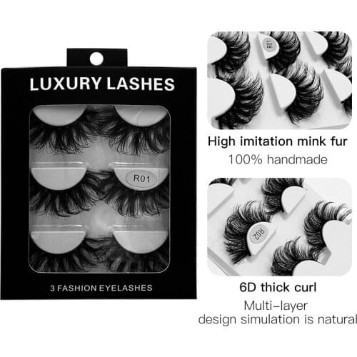 3Pairs 3D Mink Lashes Natural Eyelashes Dramatic False Eyelashes Faux Cils Makeup Reusable Fake Eyelash Extension maquiagem