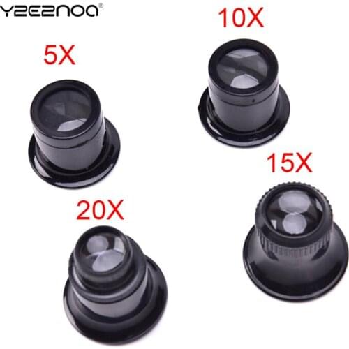 4pcs Portable Magnifying Glass Loupe Lens Eye Magnifier Len Repair Kit Tool Jeweler Watch Magnifier Tool 5X/10X/15x/20x