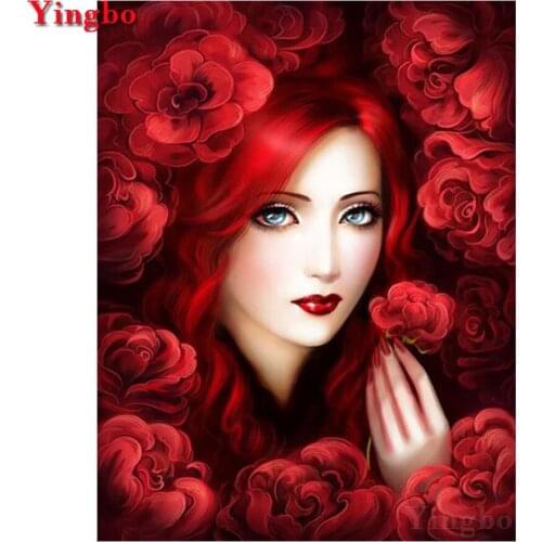 5d Diy Diamond Painting Rose Cross Stitch Needlework Full Square Round Mosaic Diamond Embroidery beauty girl Home Decor
