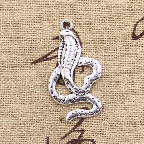 8pcs Charms Cobra Snake 35x19mm Antique Making Pendant fit,Vintage Tibetan Silver color,DIY Handmade Jewelry