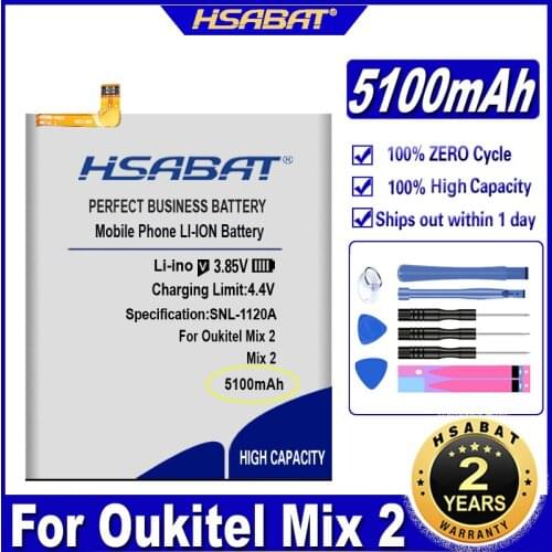 HSABAT 5100mAh Battery for Oukitel Mix 2 Smart Phone Batterie Accu Replacement High Quality Back Up Bateria free tools