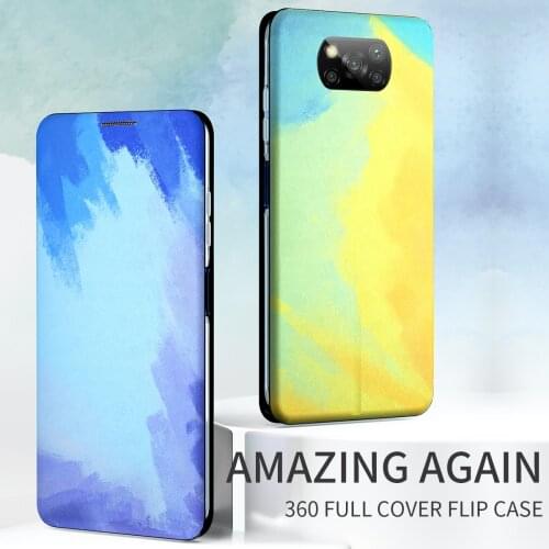 Watercolor Colorful Gradient Phone Cover For Xiaomi Poco X3 Pro 3D Clouds Flip Wallet Leather Shell For Poxo Poko X 3 X3Pro 6.5"