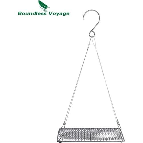 Boundless Voyage Titanium BBQ Barbecue Grill with Hanging Chain Food Charcoal Carbon Furnace Camping Picnic Garden Tableware