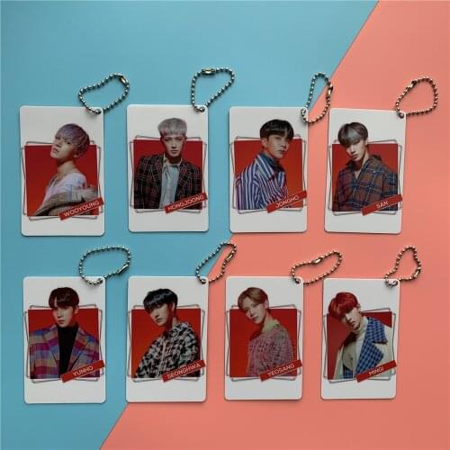 Kpop Ateez Key Chain PVC Double-Sided Printing Card Key Ring Pendant Cellphone lanyard High quality New arrivals