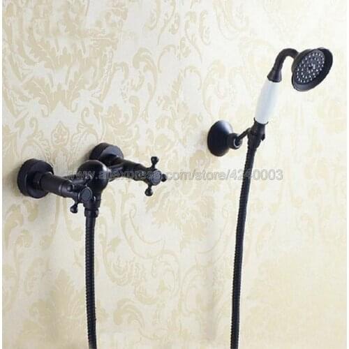 Oil Rubbed Bronze Bathroom Faucet Bath Faucet Mixer Tap Wall Mounted Hand Held Shower Head Kit Shower Faucet Sets Ktf033