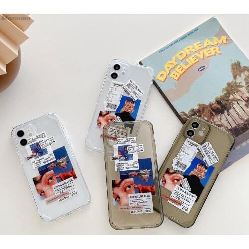 Tulip Label Transparent Shockproof Silicone Case For iPhone 12 11 Pro Max Mini 7 8 Plus XR X XS SE 2020 TPU Soft Cover Funda