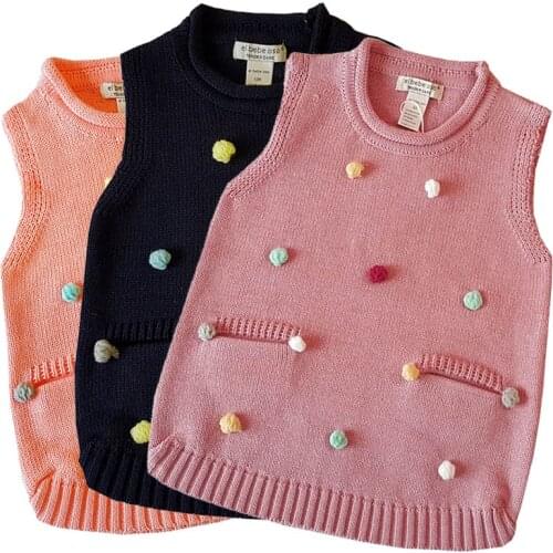 Kids knitted vest baby girl knitting waistcoat cotton knit vest toddler girls sweater vest kids rainbow clothes little girl tops