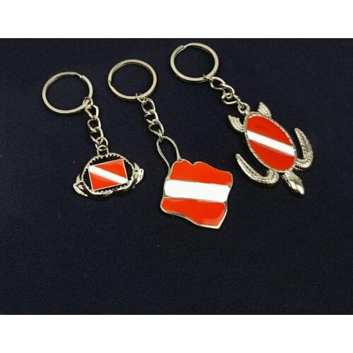 Diving Flag Turtle Devil Fish Regulator Key Keys Diver Equipped with Diving Mirror Metal