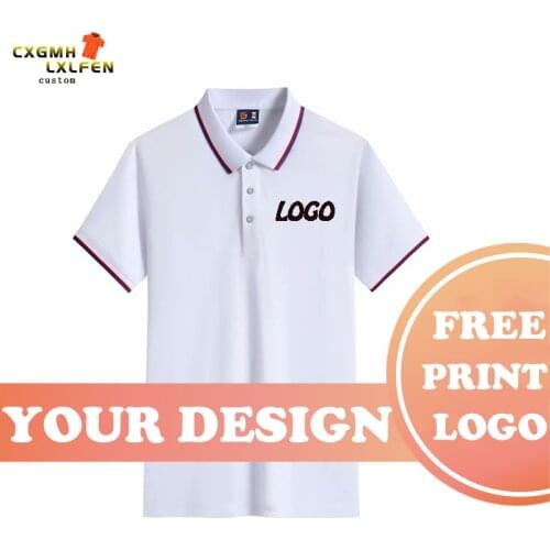 Summer men and women can wear 11-color polo shirts, custom logo, short-sleeved lapel printing, DIY brand text