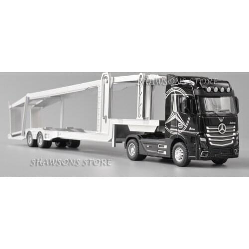 1:50 Scale Diecast Vehicle Model Actros Tractor 40cm Car Transporter Truck Miniature Replica Pull Back Toy With Sound & Light