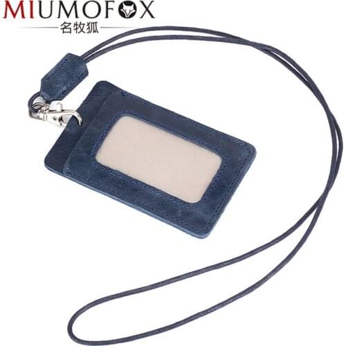 New Genuine Leather Work Permit ID Card Holder Cards Coin Purse Card Holder Student ID Credit Card Lanyard Wallet Multi-color