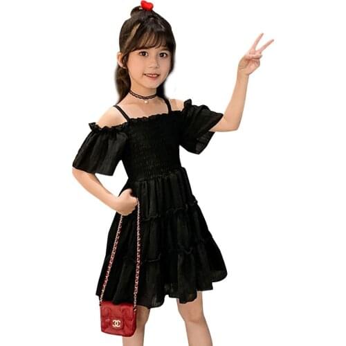 Girl Dresses Solid Color Girl Child Summer Dress Casual Style Children Party Dresses Solid Clothes Girl 6 8 10 12 14 Year