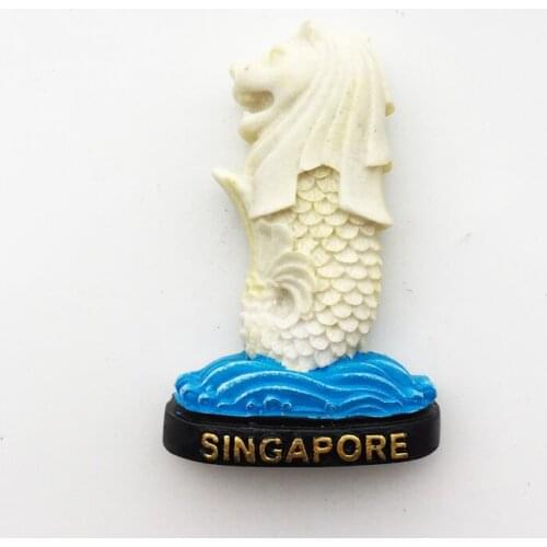 QIQIPP Creative magnetic refrigerator paste Singapore landmark lion fountain three-dimensional hand-painted decorative crafts