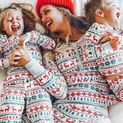 Christmas Moose Family Matching Clothes Pajamas Set New Year Mummy and Me Clothes Xmas Family Outfit Kid Baby Pyjamas Set 2020