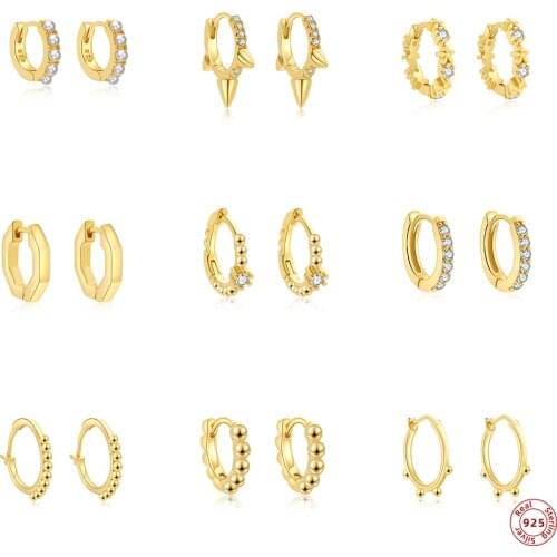 Hoop Earrings 925 Sterling Silver Circle Round Huggie Earrings for Women Girls CZ Zircon Piercing Ear Ring Jewelry Pendientes