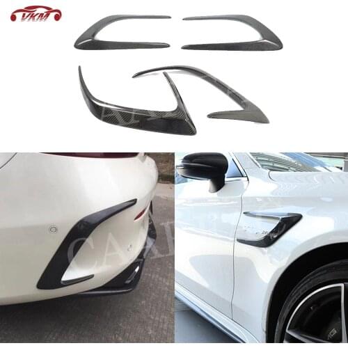 Carbon Fiber Rear Bumper Air Vent Fin Cover Trims Fender Logo Frame for Benz C Class W205 C205 C43 C63 AMG Coupe 2 Door 2015-19