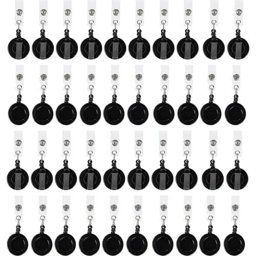 Retractable Badge Holder Reel 100-Count ID Card Holder Reel with Metal Belt Clip Key Ring for Id Name Card Keychain