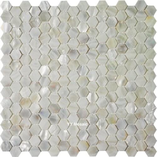 Factory Sale Hexagon White Sea Shell Mosaic Tile for DIY Kitchen Backsplash Shower Showroom Fireplace Counter Wall Sticker