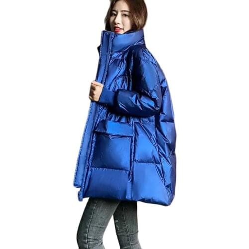 New Plus Size Womens Long Shiny Down Jacket Winter 90% White Duck Down Outerwear Casual Cold Warm Parka Overcoat Abrigo Mujer