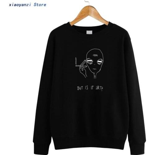 Character Smoking Letter BUT IS IT ART Hoodies Women Pullovers Harajuku Cotton O Neck Sweatshirts Casual Sweatshirt euu0234-2