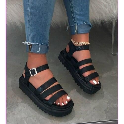 2020 women platform sandals shoes woman ladies Spring/summer new female chunky heels leather sandals outdoor beach slipper