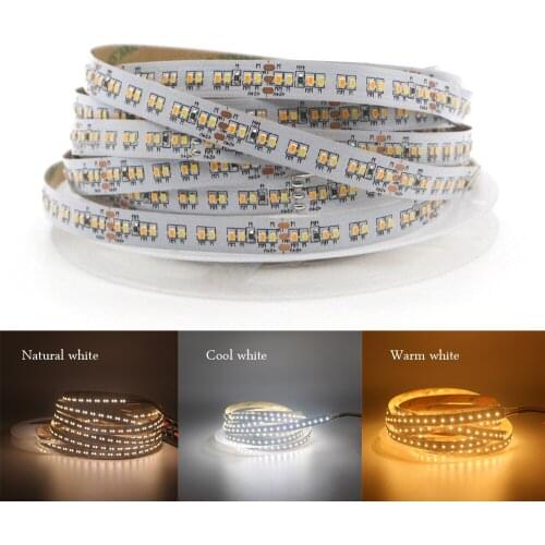 1 / 10m CCT dual color DC24V CRI90 10mm PCB 240Leds / m 19.2 W 2216 SMD flexible LED strip 7-10LM WW + W 2216 dimming high lumen