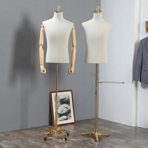 3style Male Wood Hand Mannequin Full Props Half Body Clothing Metal Base Rack Arm Suit Stage Model Adjustable Height 1pc C840