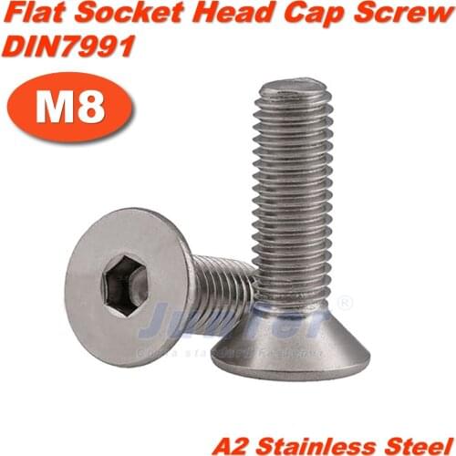 10pcs/lot M8(8mm) A2 Stainless Steel Flat Socket Head Cap Screws DIN7991