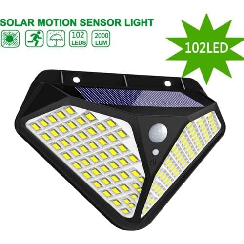 102 LED Solar Light Outdoor Motion Sensor Security Waterproof illumination Lamp for Wall Backyard Garden Path Decoration