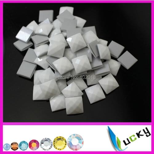 1440PCS 10mm square shape opal white color hotfix epoxy flatback pearl rhinestone perfect faceted look hotfix pearl