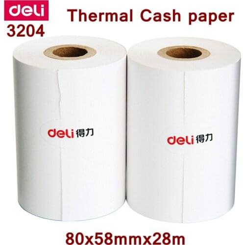 2 ROLL/LOT Deli 3204 Cash register Paper roll 80x57mmx28m thermal paper heat sensitive paper thermal Cash paper