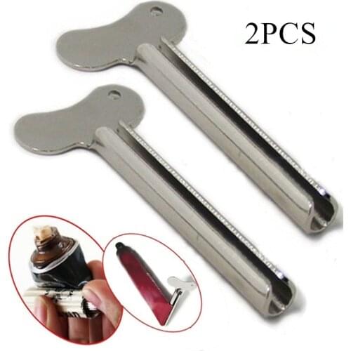 2pcs Stainless Steel Toothpaste Squeezer Bathroom Accessories Facial Cleanser Toothpaste Tube Rolling Press Squeezer Dispenser