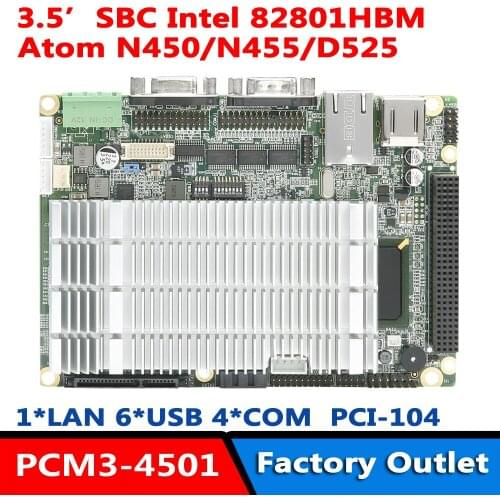 3.5' SBC Single Board Computer With Atom N450/N455/D525 4*COM Fanless Embedded Mainboard