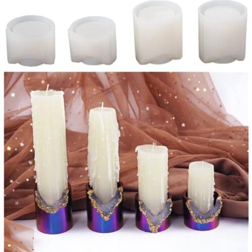 4PCS DIY Candle Holder Base Crystal Epoxy Resin Mold Candle Storage Crystal Cluster Cup Silicone Mold For Desktop Decoration