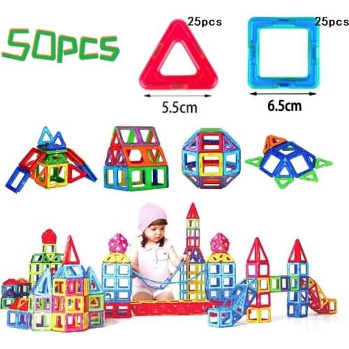50pcs big size Magnetic Building Blocks Kids Educational Toys Plastic DIY Blocks toys For Children boys girls funny Gift