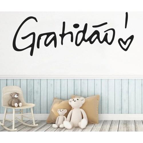 Gratidão Portuguese Quotes Wallpaper Vinyl Wall Stickers Mural For Bedroom Livingroom Decoration Decals Removable Poster RU2226